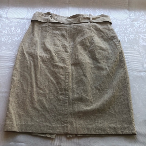 Daisy Grace Women’s Size M High-Waisted Khaki Linen Skirt Belted Large Buttons - Picture 8 of 16
